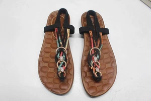 Patrizia Spring Step Sandals Womens Gadelina Flat Size 9 Black Embellished EUC - Picture 1 of 8