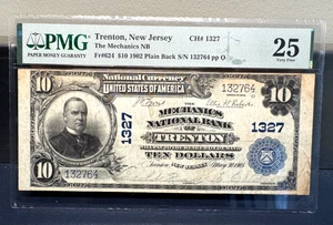 1902 $10 National Currency TRENTON NJ MECHANICS NATIONAL BANK Large Size NOTE - Picture 1 of 2