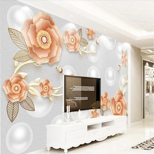Fotomural no tejido papel pintado murales relieve 3D rosa perla joyería retro 3727 - Imagen 1 de 4