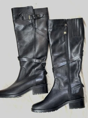 Nueva Bota Alta Fabianelli G167 Cuero Negro EUR 36 Talla 5.5 Hecha en Italia Foto 1 de 4