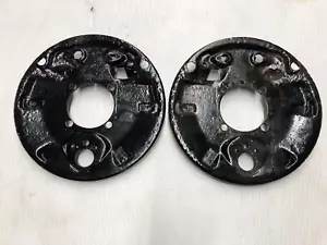 ORIGINAL GENUINE POWDER COATED PORSCHE 924 REAR DRUM BRAKE BACKING PLATES - Picture 1 of 6