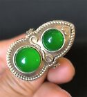 1.4" Old Chinese Miao nationality Green Jade gourd Ring