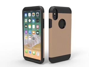 Coque blindée pour iphone X doré haute qualité silicone + polycarbonate - Photo 1 sur 1
