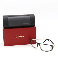 CARTIER Glasses Frame Eyeglasses Square Rectangle Black Silver w/ Box Authentic