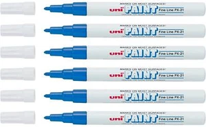 Uni-Paint 63703 PX-21 Oil-Based Permanent Marker, Fine Line, Blue, 6-Pack - Picture 1 of 1
