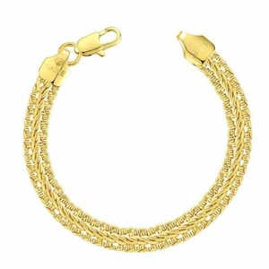 Damen Armband Gold vergoldet 7 mm 24 Karat Hellgold Wasserfest B6050DL - Bild 1 von 4