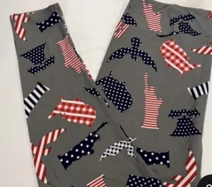New Sz TC 12-18 LuLaRoe Americana Leggings Patriotic USA Statue of Liberty 4th - Picture 1 of 2