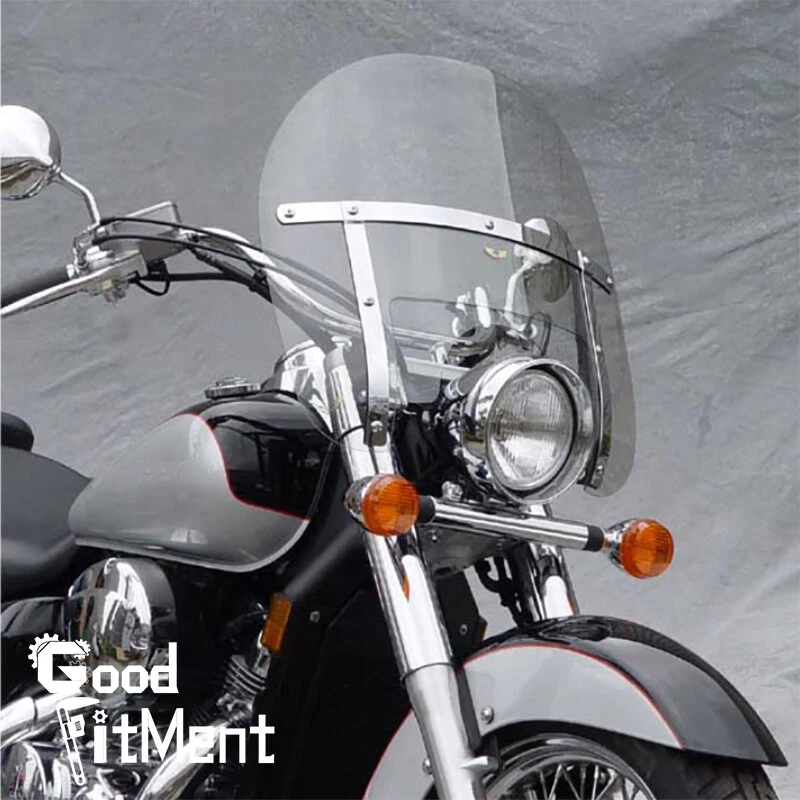 For Honda Shadow ACE VT750C Large Motorcycle Smoke Windshield 7/8" 1" Handlebar - Image 1 of 4