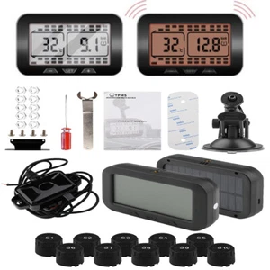 Solar Power TPMS Tyre Pressure Monitor System 10 Sensor + Repeater For Truck RV - Picture 1 of 12