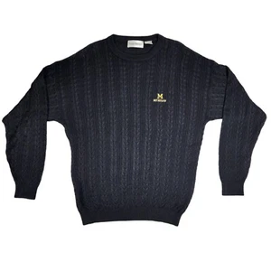 Vintage Barry Bricken 100% Silk Michigan Wolverines Black Sweater Men’s L - Picture 1 of 8