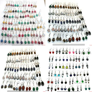 Jasper & Mix Gemstone 925 Sterling Silver Plated Wholesale Women Lot Earrings - Picture 1 of 3