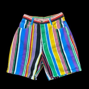 vintage 90s rainbow striped longline shorts - Picture 1 of 3