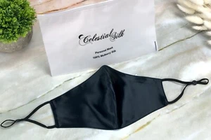 CELESTIAL SILK Face Mask Double Layered Washable & Reusable (Black) Lot of 5 - Picture 1 of 3