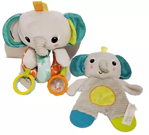 Bright Starts Elephant Baby Rattle and Crinkle Teether Set - Picture 1 of 18