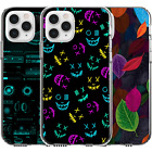 Silicone Cover Case Colourful Leaves Difital Tech HUD Interface Creepy Smile Art