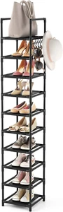 Tall Narrow Shoe Rack for Entryway 10-Tier Sturdy Metal Shoe Shelf Storage - Picture 1 of 7