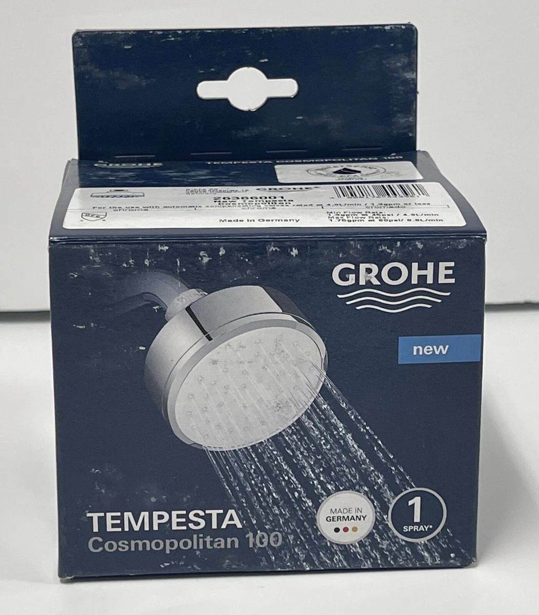 Grohe Tempesta Cosmopolitan 100 Shower Head - 2.5 GPM, 4 Spray Settings, Starlight Chrome Finish