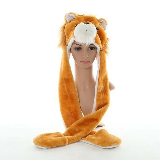 Disfraz de Halloween de fiesta de león marrón animal de felpa 3 en 1 sombrero bufanda mitón Foto 1 de 1