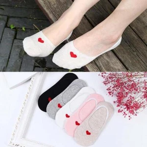 Women Socks Love Heart Cotton Invisible Shallow Mouth Boat Socks Non-slip Sock🎀 - Picture 1 of 17