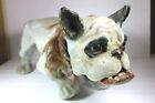 1800's  FRENCH BULLDOG ANTIQUE TOY PULL TOY GROWLER NODDING HEAD PAPER MACHE