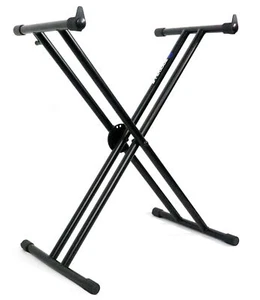 Supporto tastiera rinforzato Rockville doppio X con blocco pulsante per Yamaha P-45 - Foto 1 di 6