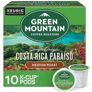 Green Mountain Costa Rica Paraiso Coffee Medium Roast 10-ct K-Cup BB 05/16/26 - Picture 1 of 1