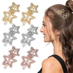 6 Stück Hohlstern Haarspangen Nadeln Metall Haarschmuck für Mädchen Frauen & Mädchen - Bild 1 von 16