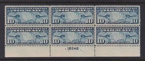 1926 AIRMAIL Sc C7 10c blue MNH flat plate block of 6 full original gum (MC - Picture 1 of 1