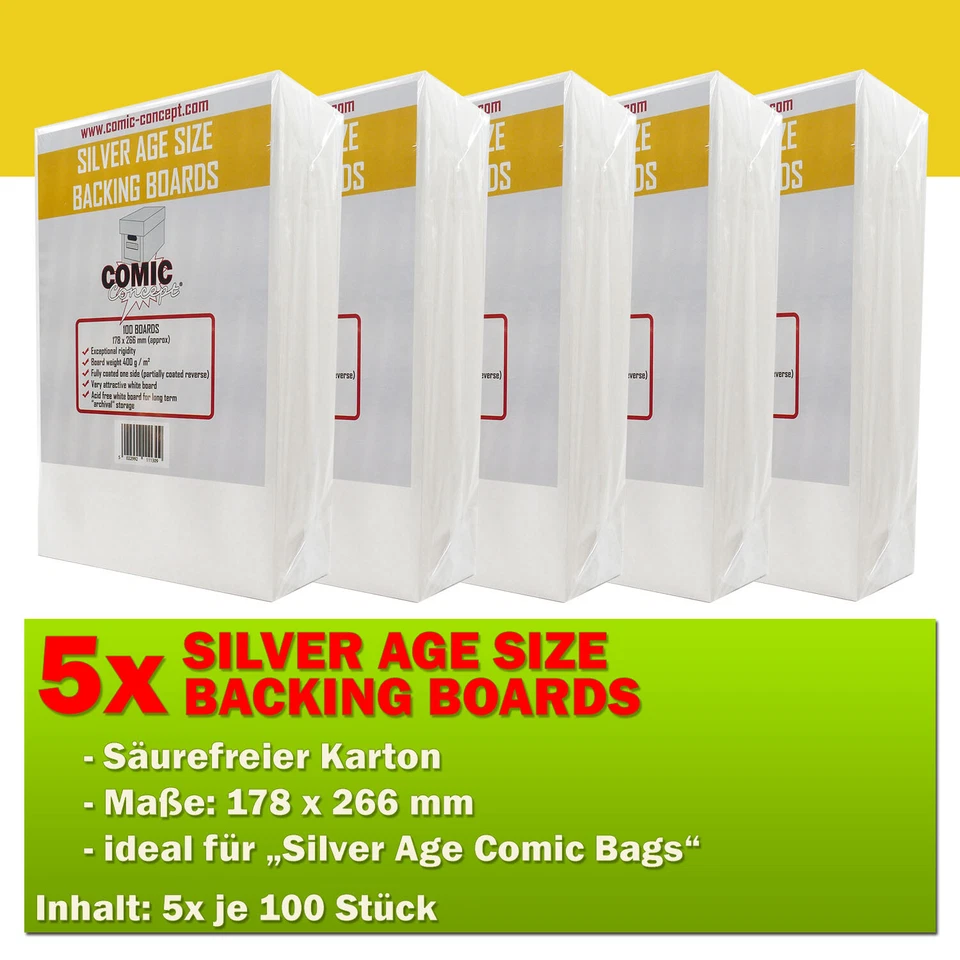 500x Comic Concept Silver Age Boards Hüllenverstärkung (178 x 266 mm) - Bild 1 von 1