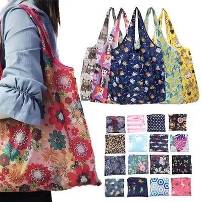 Large Reusable Foldable Ladies Shopping Bag Eco Tote Handbag Fold Away Bag UK - Image 1 of 4