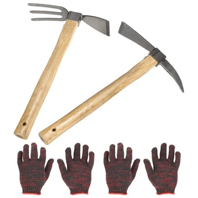 Herramientas para azada de jardín de 2 piezas, pico de mano para cultivador de acero inoxidable de 15,7 pulgadas Foto 1 de 4