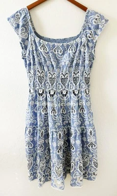 Anthropologie Payal Jain Off Shoulder Blue Embroidered Midi Dress sz. 8 M / L - Image 1 of 4