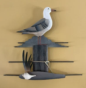 Sculpture art mural plage métal bois fruitier oiseau côtier mouette océan - Photo 1/6