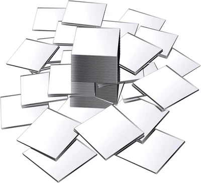 50 Pieces Mini Size Square Mirror Adhesive Small Square Craft Mirror Tiles for C - Image 1 of 4