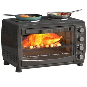 HOMCOM 36L Countertop Toaster Oven with 2 Hot Plates, Grill, Roast, Bake - Picture 1 of 11