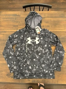 New Under Armour Boys Youth Large Black Grey Gray Camo Pattern Hoodie NWT $45 - Picture 1 of 7