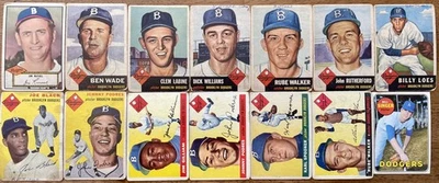 Лот из 427 бейсбольных карточек Dodgers; 13 общих карточек 1952-1954 Topps + эпоха 1988-93 - Изображение 1 из 4