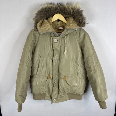 Vintage Canadian Trail by Squire Down Parka Jacket Real Fur Hood Men M/L Bomber - Image 1 of 4