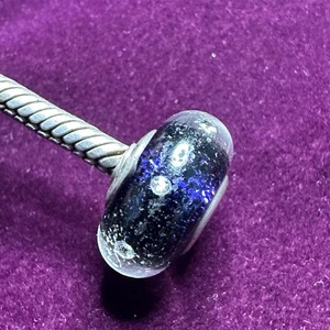Pandora Sterling Silver Purple Effervescence Murano Glass Charm Authentic CZ - Picture 1 of 10