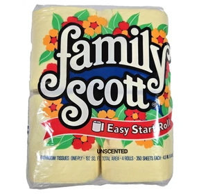 Vintage Yellow Colored Toilet Paper Family Scott Brand Soft 4 Rolls 1986 - Picture 1 of 10