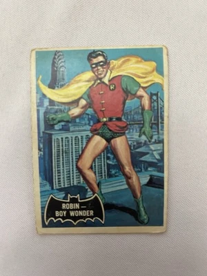 Tarjeta de novato 1966 Topps Batman Black Bat Robin #2 Foto 1 de 2