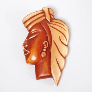 Bakelit Art Deco Frau Portrait Kopf Brosche Anstecknadel 3,25"h - Bild 1 von 2