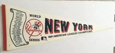 Banderín de fieltro vintage MLB New York Yankees 1981 campeones de la Liga Americana Foto 1 de 4