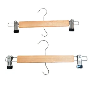 Lot Of 4 Wooden Suit Hangers Clips Pant Skirt Nice Hangers For Home Or Travel - Picture 1 of 2