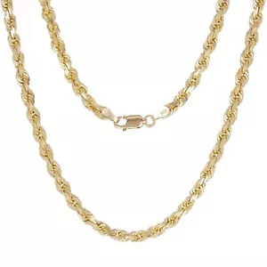 14 Karat Gelbgold massiv diamantgeschliffenes Seil Twist Kette Halskette 20 Zoll 4 mm 26 Gramm - Bild 1 von 6