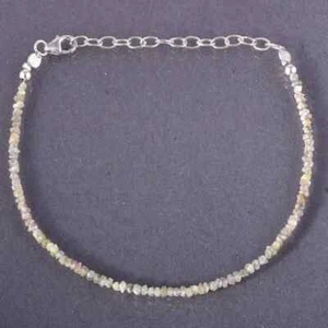 Natürlich Roh Licht Grau Loser Diamant Perlen Nuggets 925 Silberkette Armband - Bild 1 von 4
