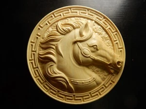 Wood carved picture wall decoration plaque. Horse's head round. Perfect gift - Picture 1 of 2