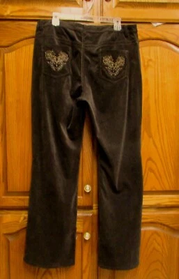 REBA TALLA 12 X 32" MARRÓN TACHONADO/BORDADO PANA PANTALONES CINTURA 33"/FUNCIONA GRANDE USADO EN EXCELENTE ESTADO Foto 1 de 4