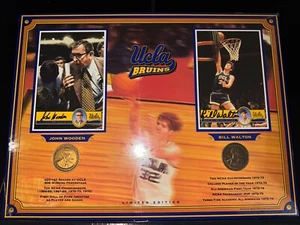 UCLA Signed John Wooden + Bill Walton Autographed Collectible w/ Coins & COA #3 - Picture 1 of 10