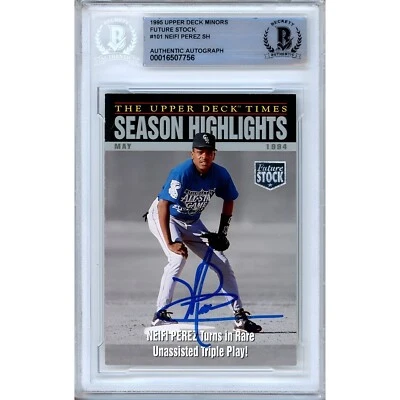 Neifi Pérez Firmado 1995 Cubierta Superior Menores Futuro Stock #101 BAS Rockies Automático Foto 1 de 4